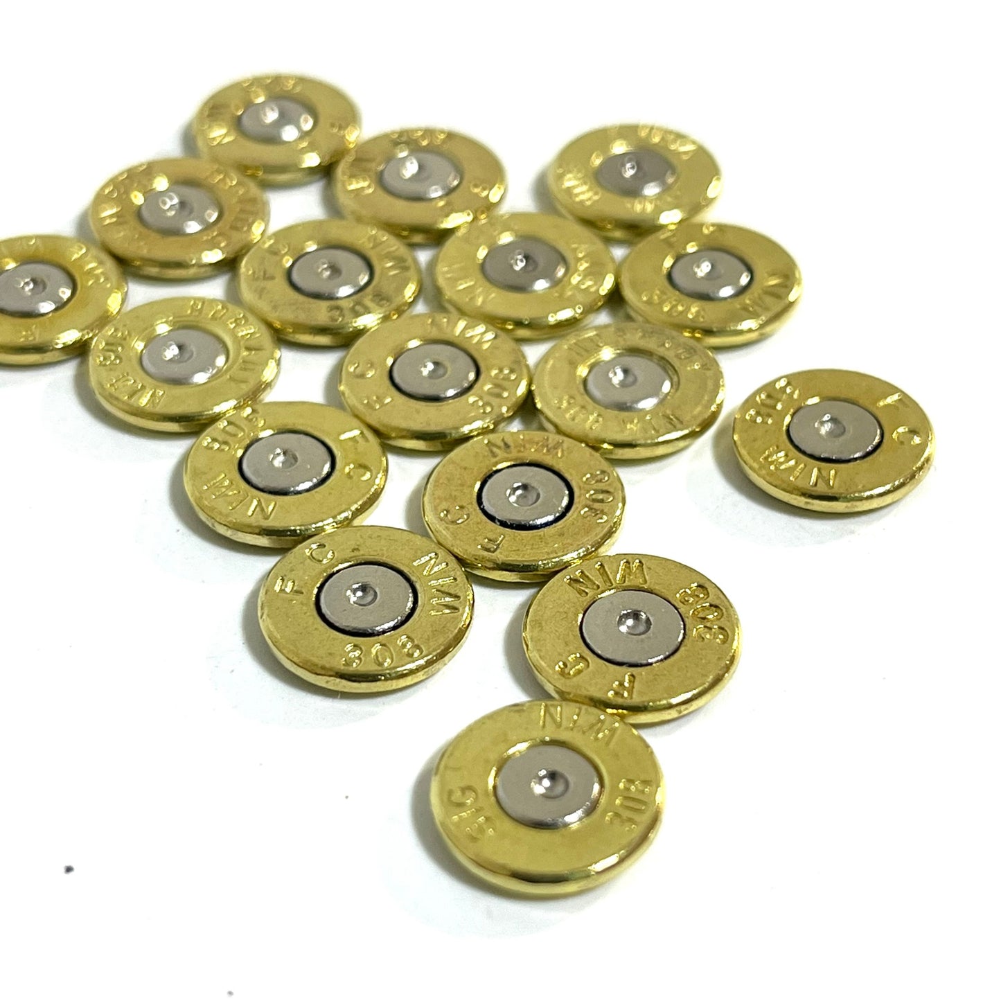 308 WIN Brass Bullet Slices Silver Primer 