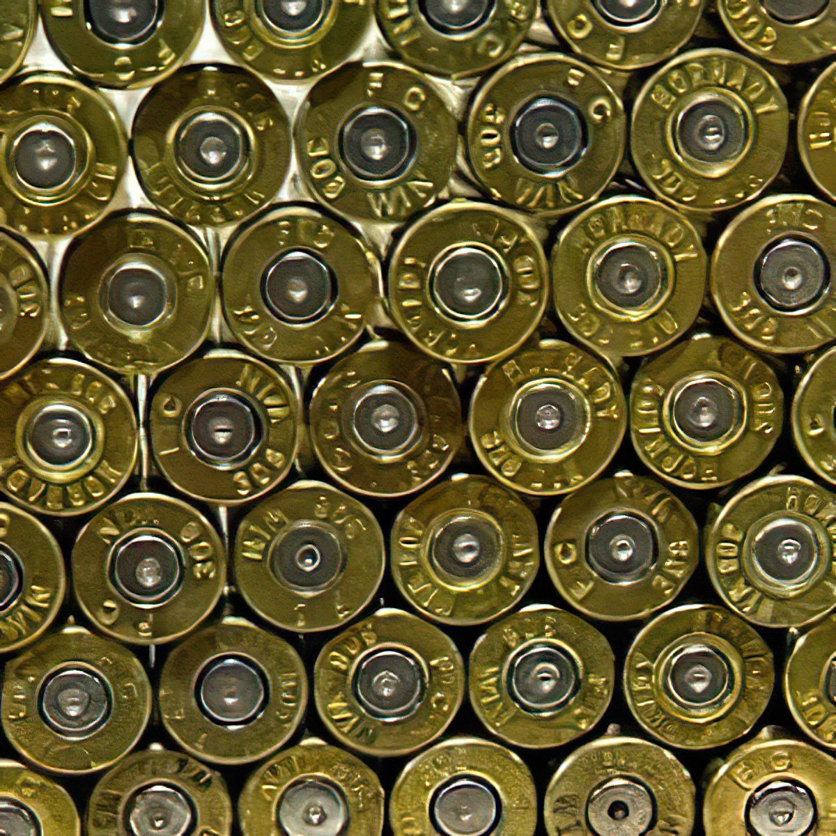Win 308 brass bullet slices with silver primer for bullet jewelry