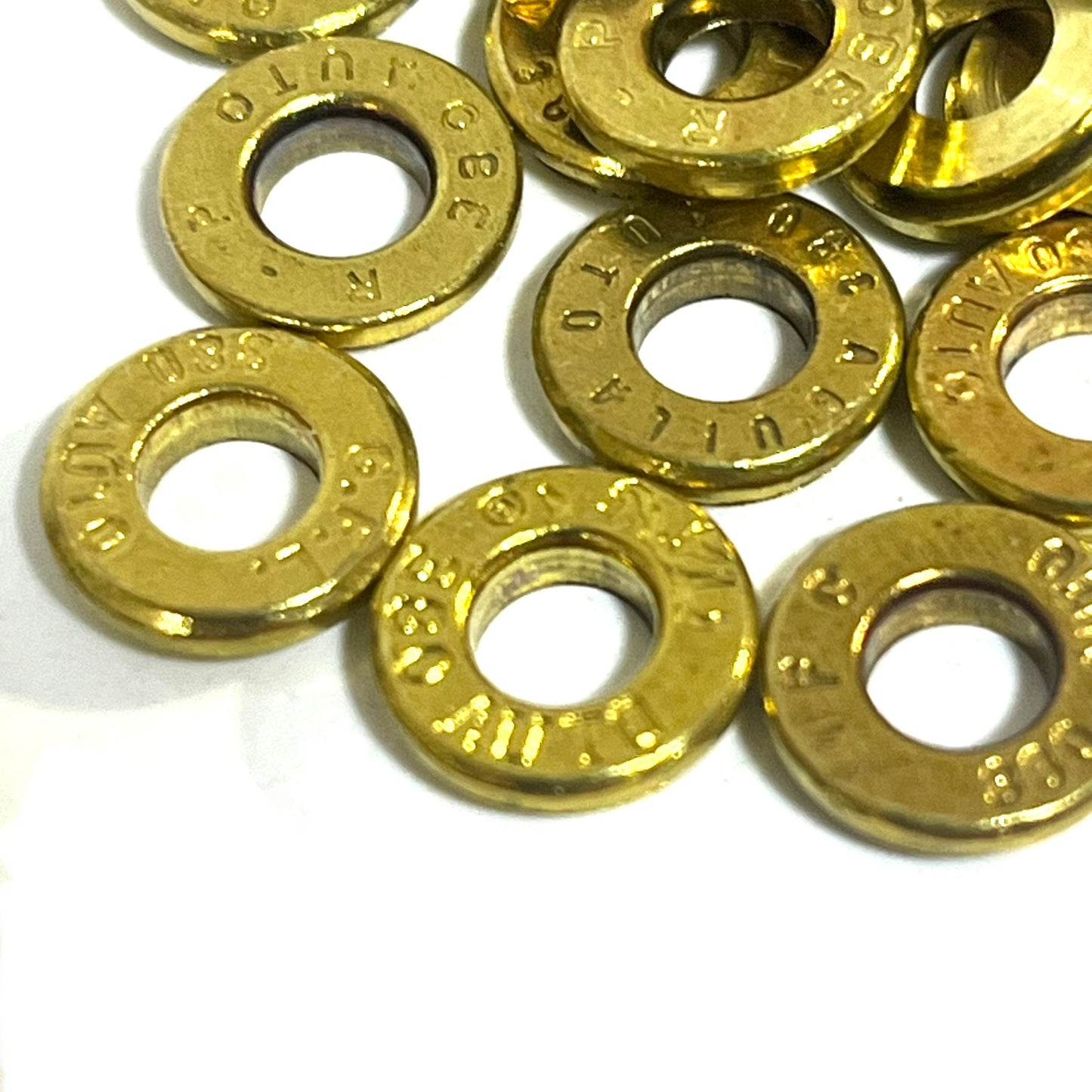 Deprimed .380 Auto Thin Cut Brass Bullet Slices Polished