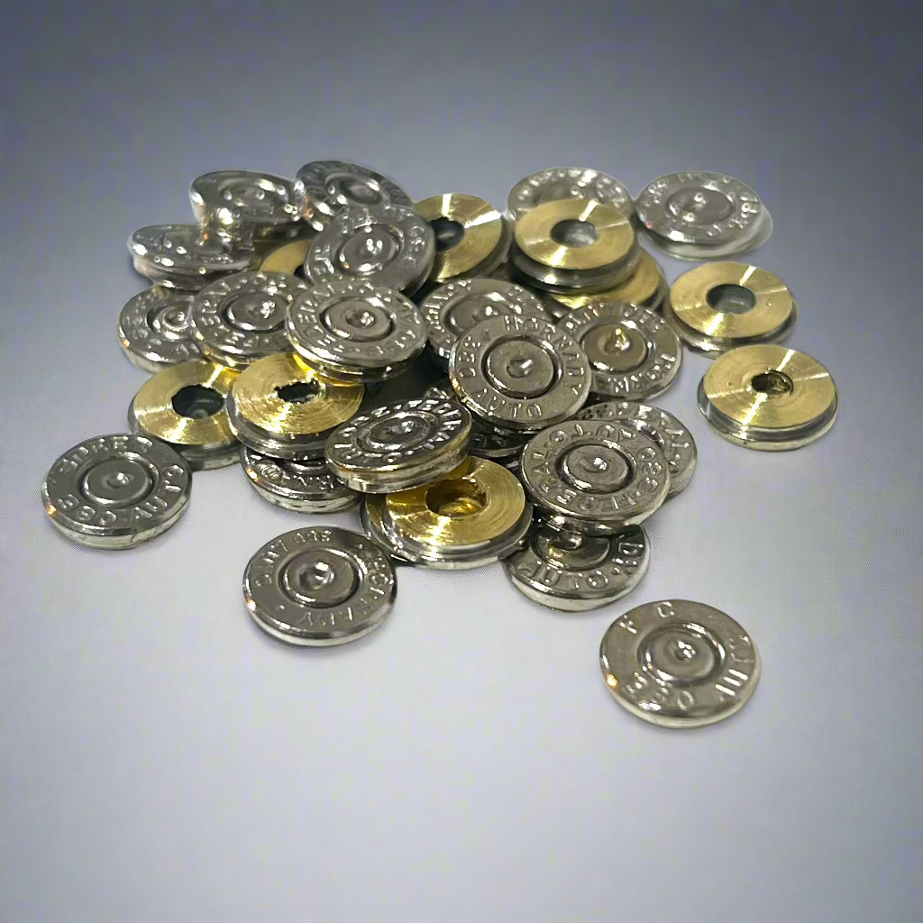.380 Auto Nickel Bullet Slices — Thin Cut, Polished (Qty 15)