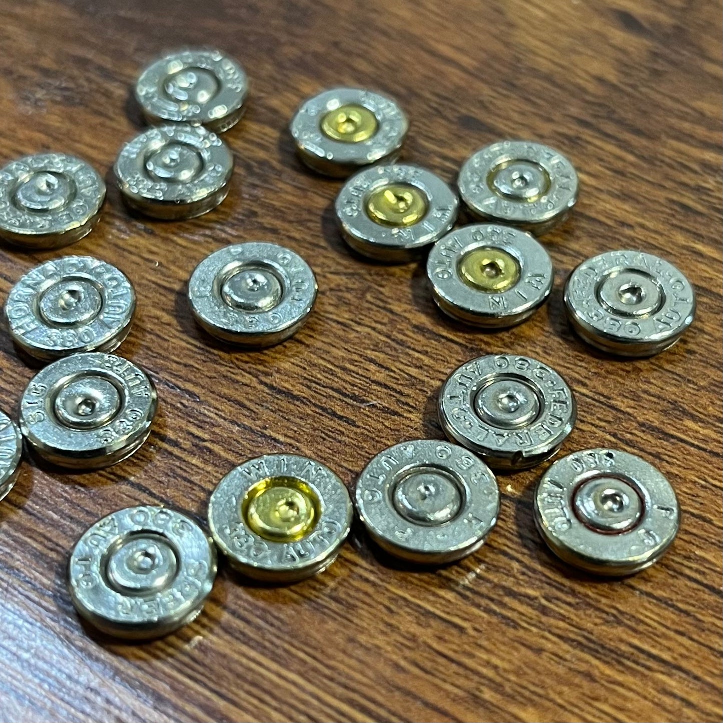 .380 Auto Nickel Bullet Slices — Thin Cut, Polished (Qty 15)
