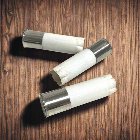 White Shotgun Shells — Unmarked, Super High Brass (Qty 8)