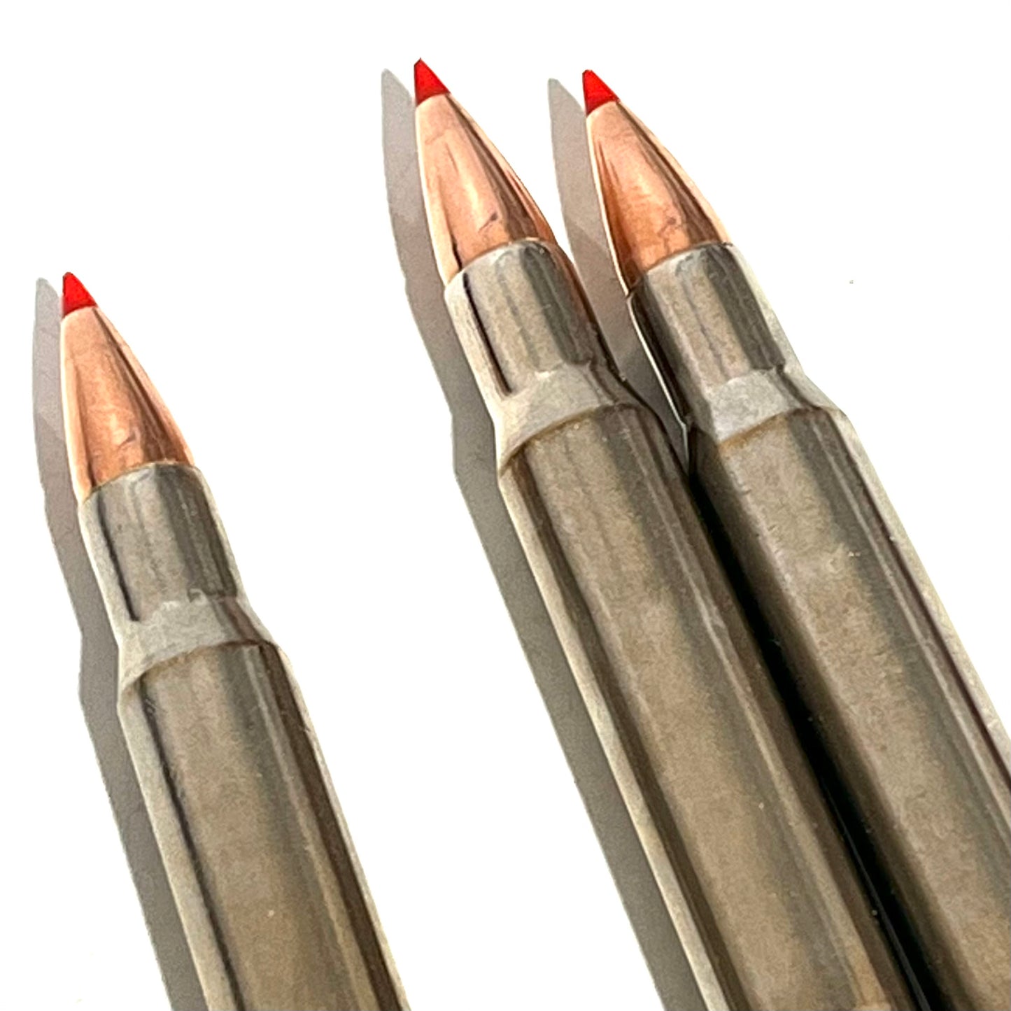 30-06 SPRG Nickel Dummy Rifle Rounds Real Once Fired Brass With New Super Shock Red Tip Bullet