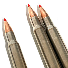 Load image into Gallery viewer, 30-06 SPRG Nickel Dummy Rifle Rounds Real Once Fired Brass With New Super Shock Red Tip Bullet
