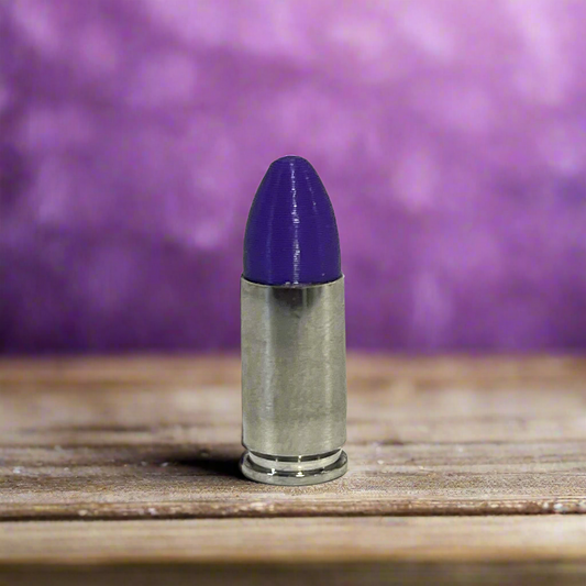 Fake Nickel 9MM Luger Real Once Fired Brass Casings With New Purple Bullet