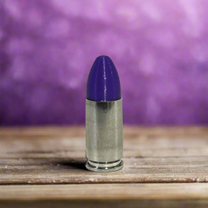 Fake Nickel 9MM Luger Real Once Fired Brass Casings With New Purple Bullet