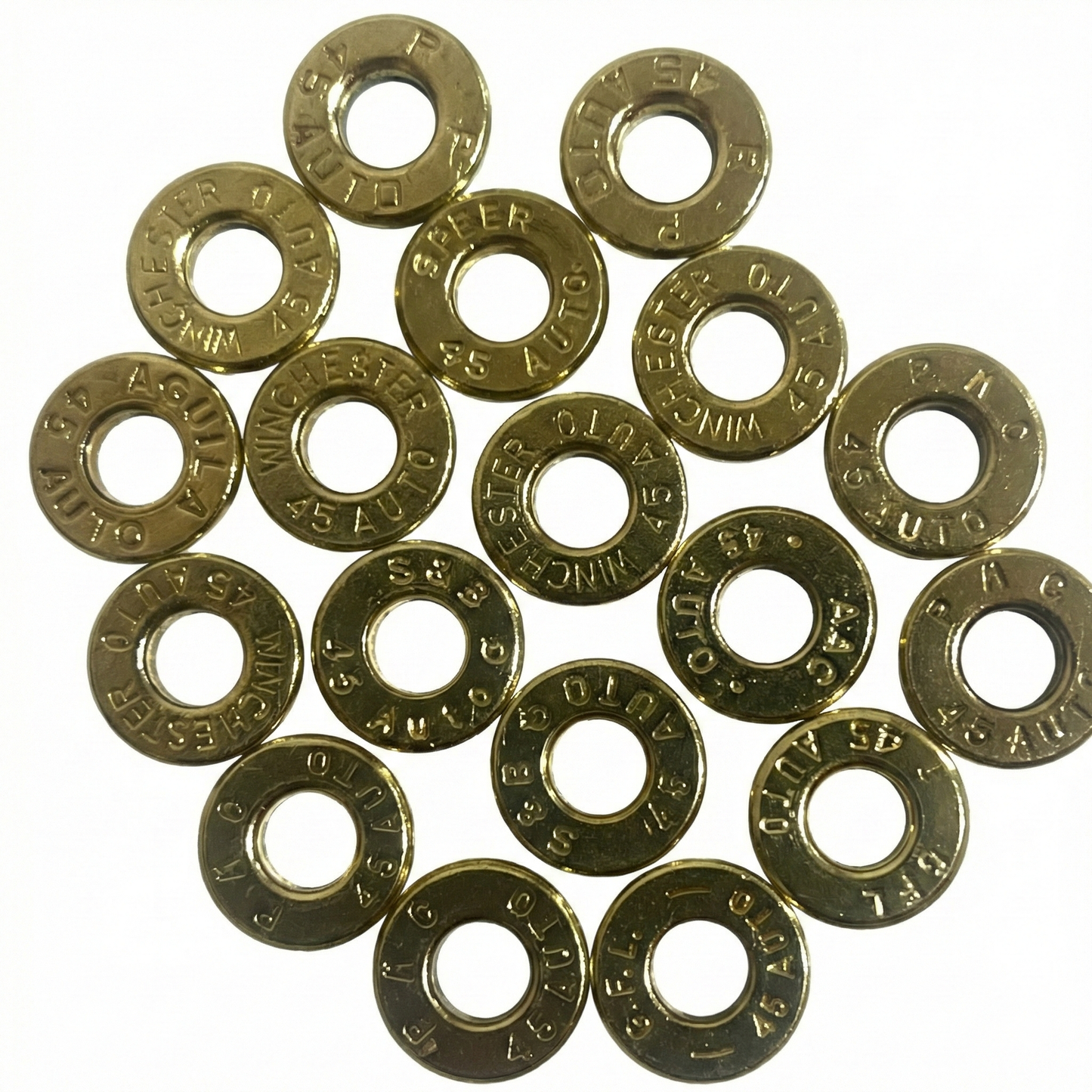Deprimed 45 ACP Thin Cut Brass Polished Bullet Slices Qty 15