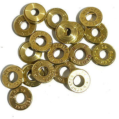 Deprimed 45 ACP Thin Cut Brass Polished Bullet Slices Qty 15