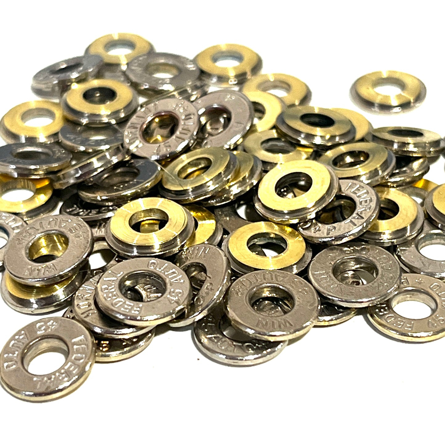Deprimed 45 ACP Polished Nickel Bullet Slices Qty 15