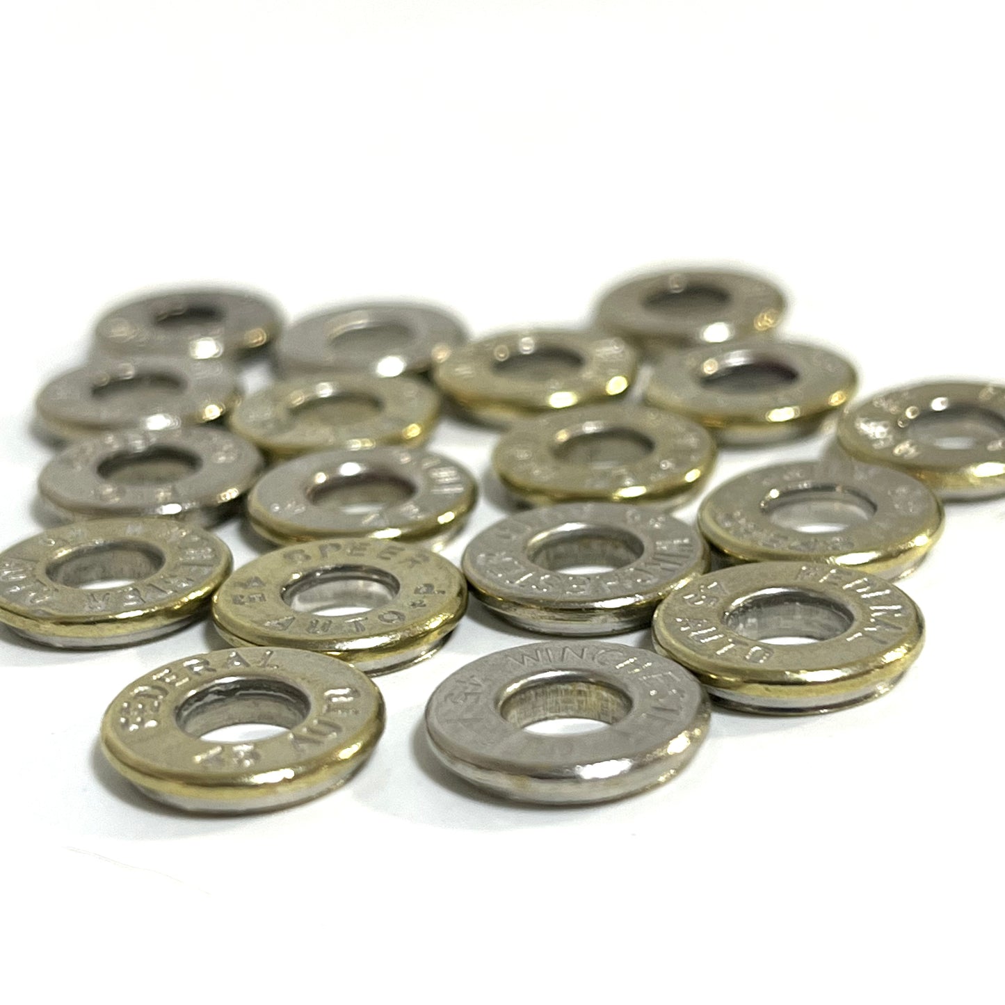 Deprimed 45 ACP Polished Nickel Bullet Slices Qty 15