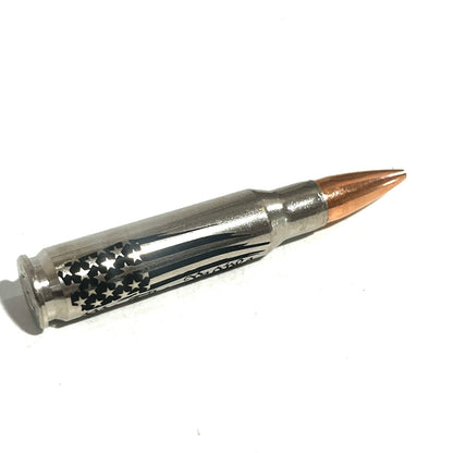We The People Are PISSED Flag 308 WIN Engraved Nickel Casing With New Bullet Qty 5 Pcs