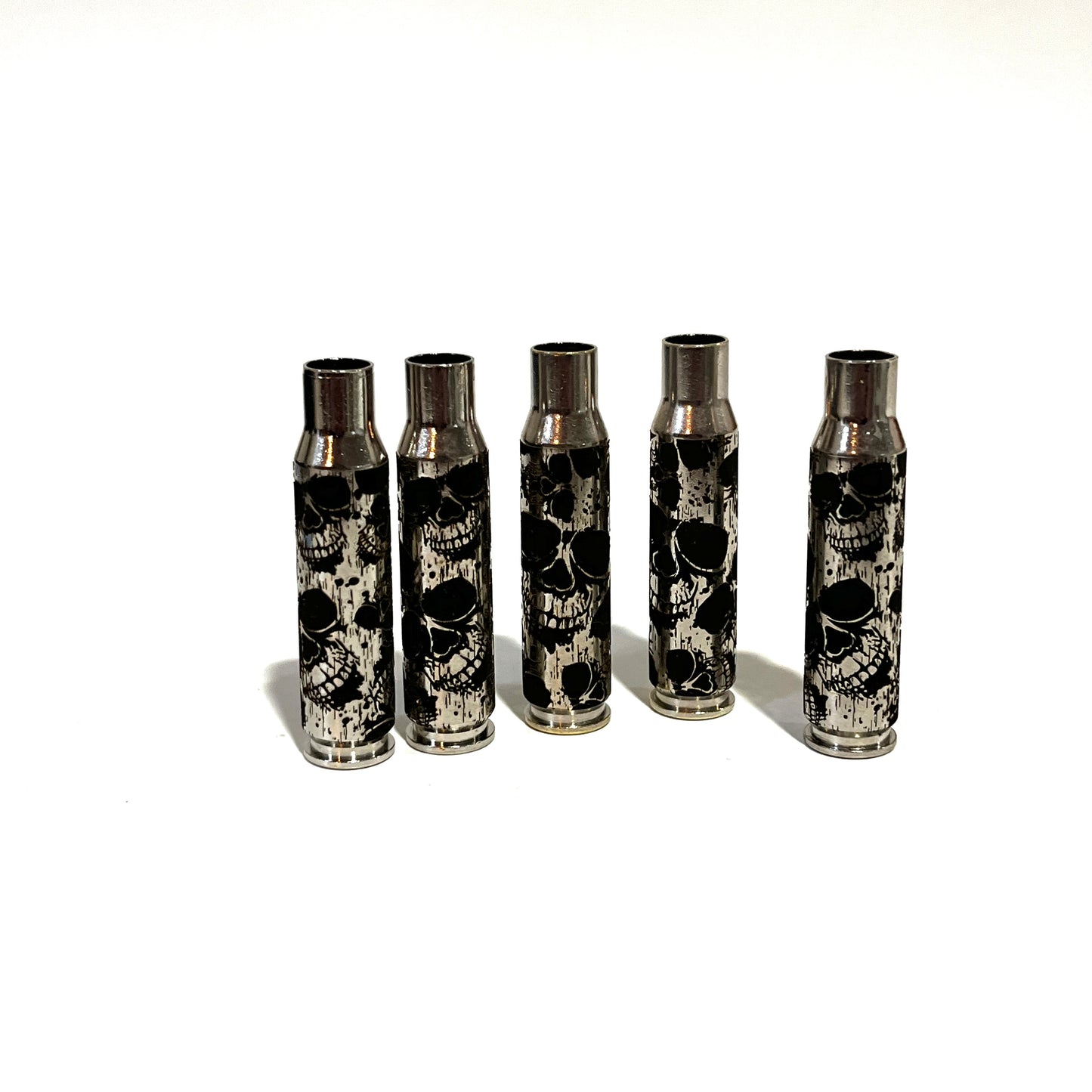 Skulls 308 WIN Engraved Nickel 5 Pcs