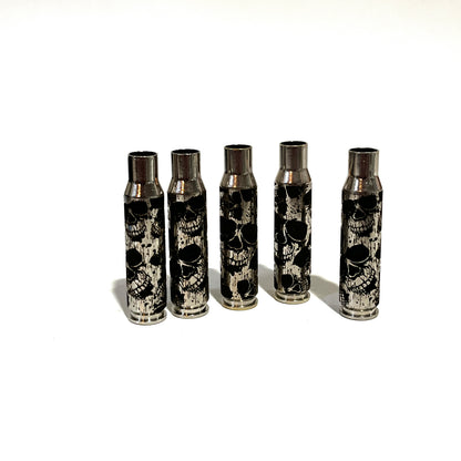 Skulls 308 WIN Engraved Nickel 5 Pcs