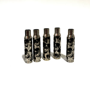 Skulls 308 WIN Engraved Nickel 5 Pcs