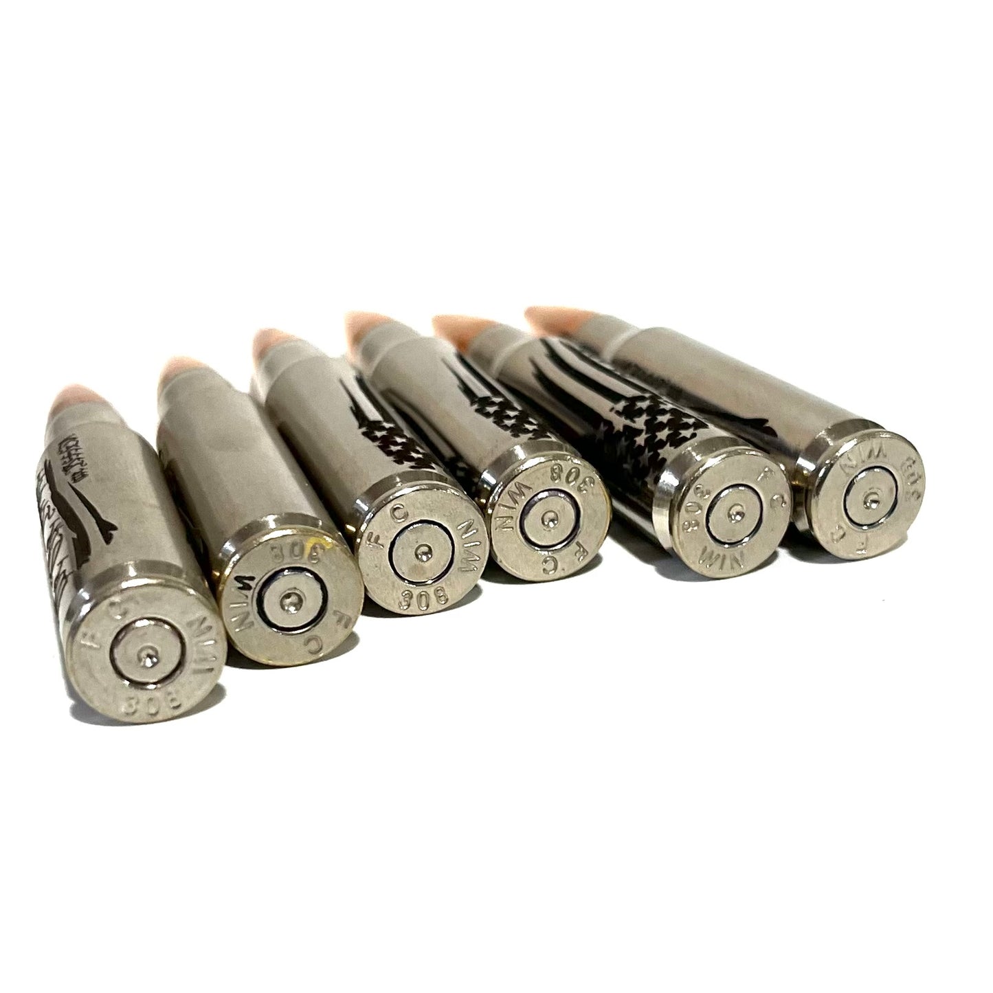 We The People Are PISSED Flag 308 WIN Engraved Nickel Casing With New Bullet Qty 5 Pcs