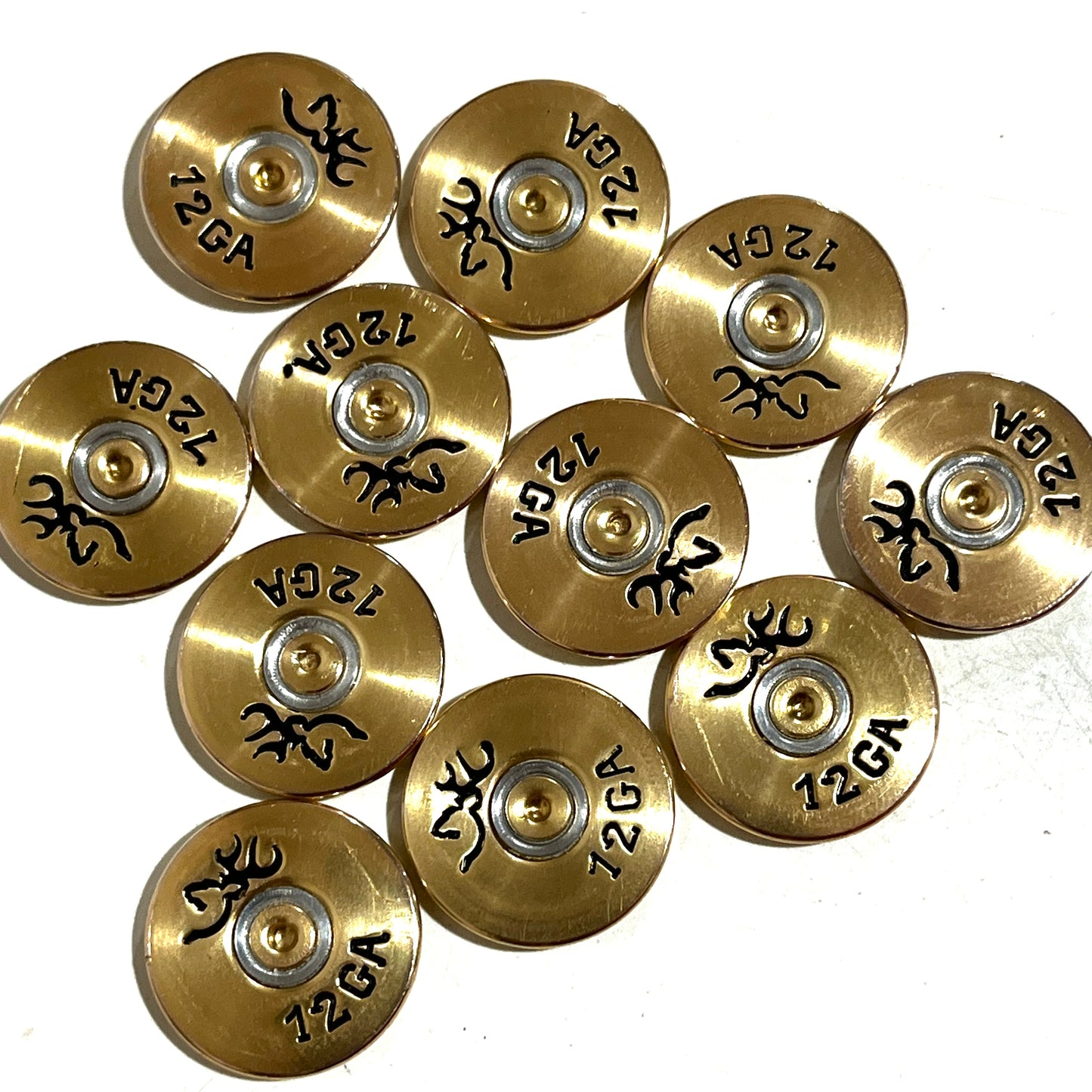 Browning 12 Gauge  Hand Painted Shotgun Shell Slices 12GA Gold Qty 5 | FREE SHIPPING