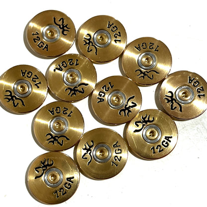 Browning 12 Gauge  Hand Painted Shotgun Shell Slices 12GA Gold Qty 5 | FREE SHIPPING