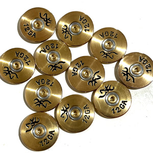 Browning 12 Gauge  Hand Painted Shotgun Shell Slices 12GA Gold Qty 5 | FREE SHIPPING