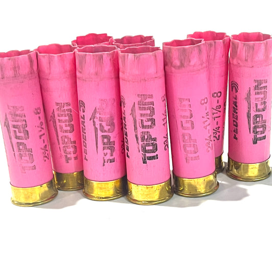 Pink Federal Top Gun 12 Gauge Empty Shotgun Shells — Gold Bottom Hulls