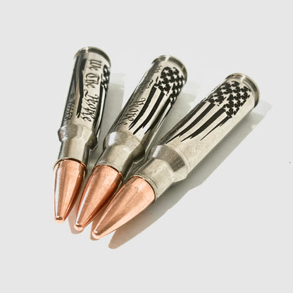 We The People Are PISSED Flag 308 WIN Engraved Nickel Casing With New Bullet Qty 5 Pcs