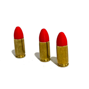 Fake 9MM Luger Real Once Fired Brass Casings With New Lava Red Bullet