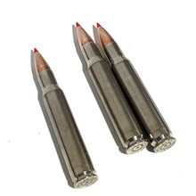 Load image into Gallery viewer, 30-06 SPRG Nickel Dummy Rifle Rounds Real Once Fired Brass With New Super Shock Red Tip Bullet
