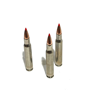 30-06 SPRG Nickel Dummy Rifle Rounds Real Once Fired Brass With New Super Shock Red Tip Bullet