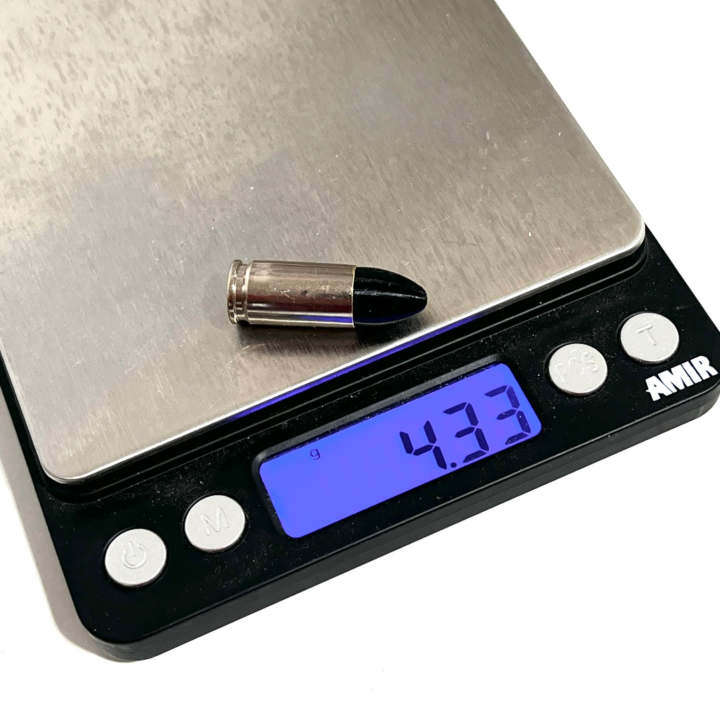 Fake Nickel 9MM Luger Real Once Fired Brass Casings With New Black Bullet