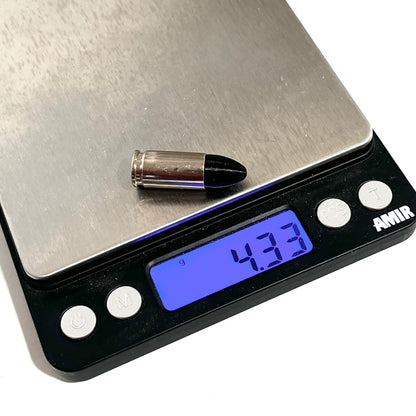 Fake Nickel 9MM Luger Real Once Fired Brass Casings With New Black Bullet