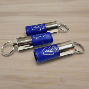 RIO Blue Shotgun Shell Keychain 12 Gauge High Brass