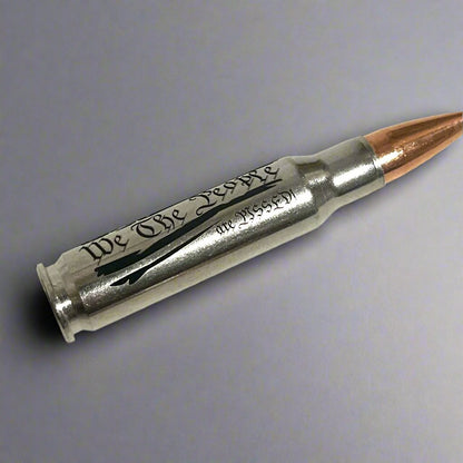 We The People Are PISSED Flag 308 WIN Engraved Nickel Casing With New Bullet Qty 5 Pcs