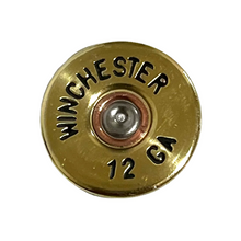 Load image into Gallery viewer, Winchester 12 Gauge Hand Painted Shotgun Shell Slices 12GA Gold Black Qty 5 | FREE SHIPPING
