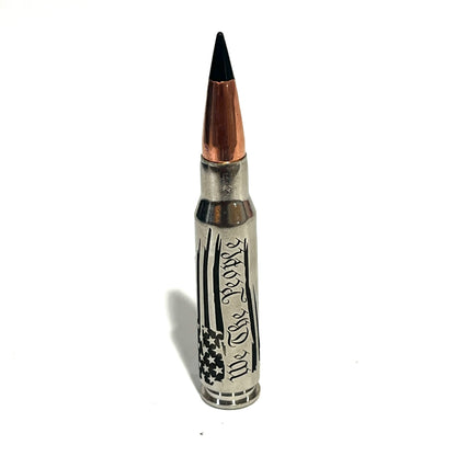 We The People Flag Engraved Bullet Nickel With New Black Tip 5 Pcs