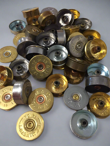 Gold Headstamps Shotgun Shell 12 Gauge Silver End Caps Brass Bottoms DIY Bullet Necklace Earring Jewelry Steampunk Crafts 42 Pcs | FREE SHIPPING