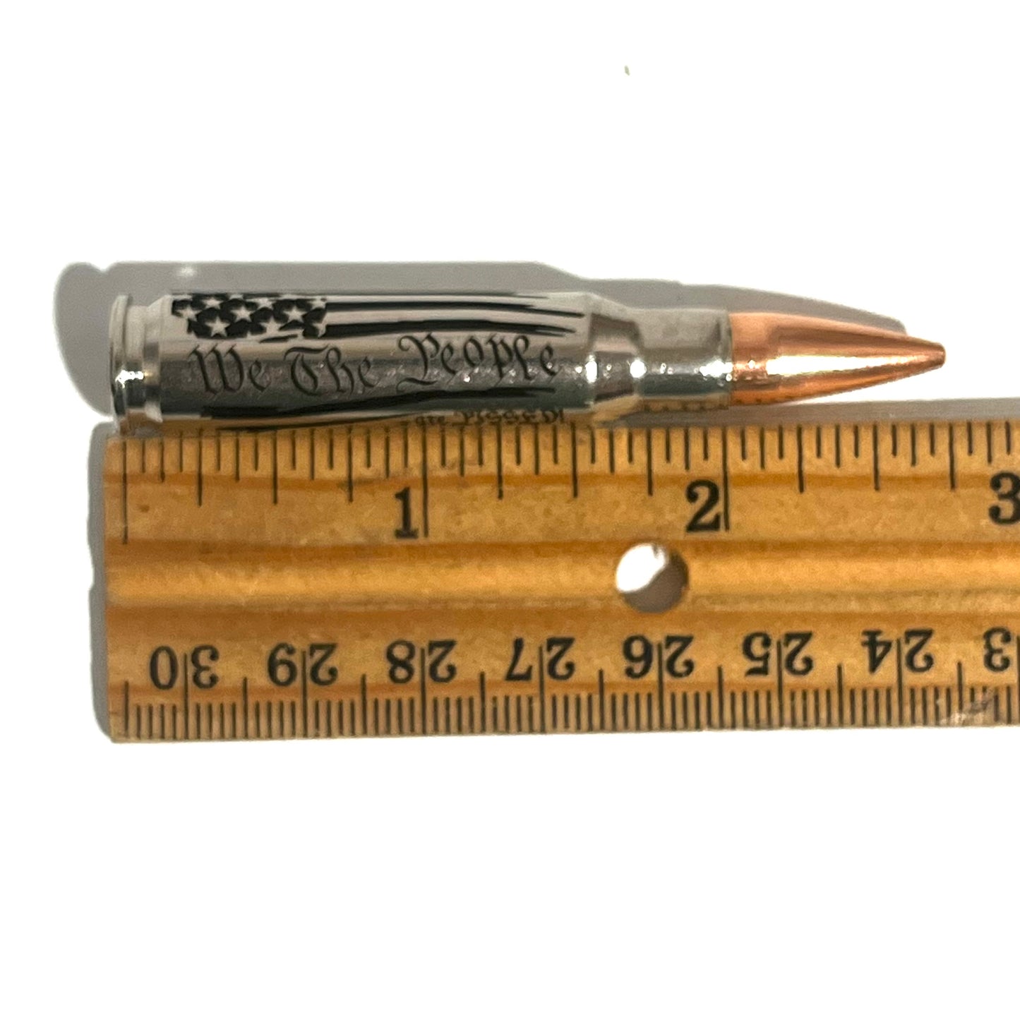 We The People Are PISSED Flag 308 WIN Engraved Nickel Casing With New Bullet Qty 5 Pcs