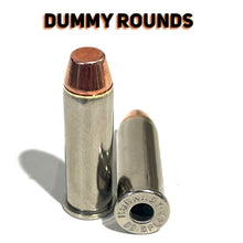 Load image into Gallery viewer, Deprimed Nickel 38 Special Brass Dummy Rounds With New Flat Nose Bullet
