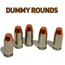 Load image into Gallery viewer, Dummy 9MM Luger Polished Nickel Pistol Casings With New Flat Nose Bullet

