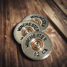 Load image into Gallery viewer, Winchester 12 Gauge Shotgun Shell Slices 12GA Silver And Black Lettering | Qty 5 | FREE SHIPPING
