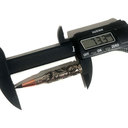 Elegant Baroque Scroll Engraved Bullet Casing With Black Tip 5 Pcs