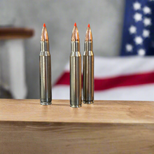 Load image into Gallery viewer, 30-06 SPRG Nickel Dummy Rifle Rounds Real Once Fired Brass With New Super Shock Red Tip Bullet
