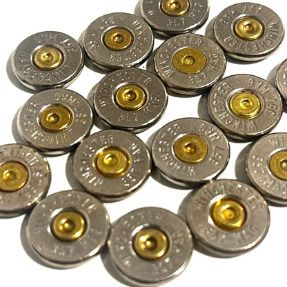 357 Magnum WINCHESTER Brand Thin Cut Nickel Bullet Slices Gold Primer Qty 15 | FREE SHIPPING