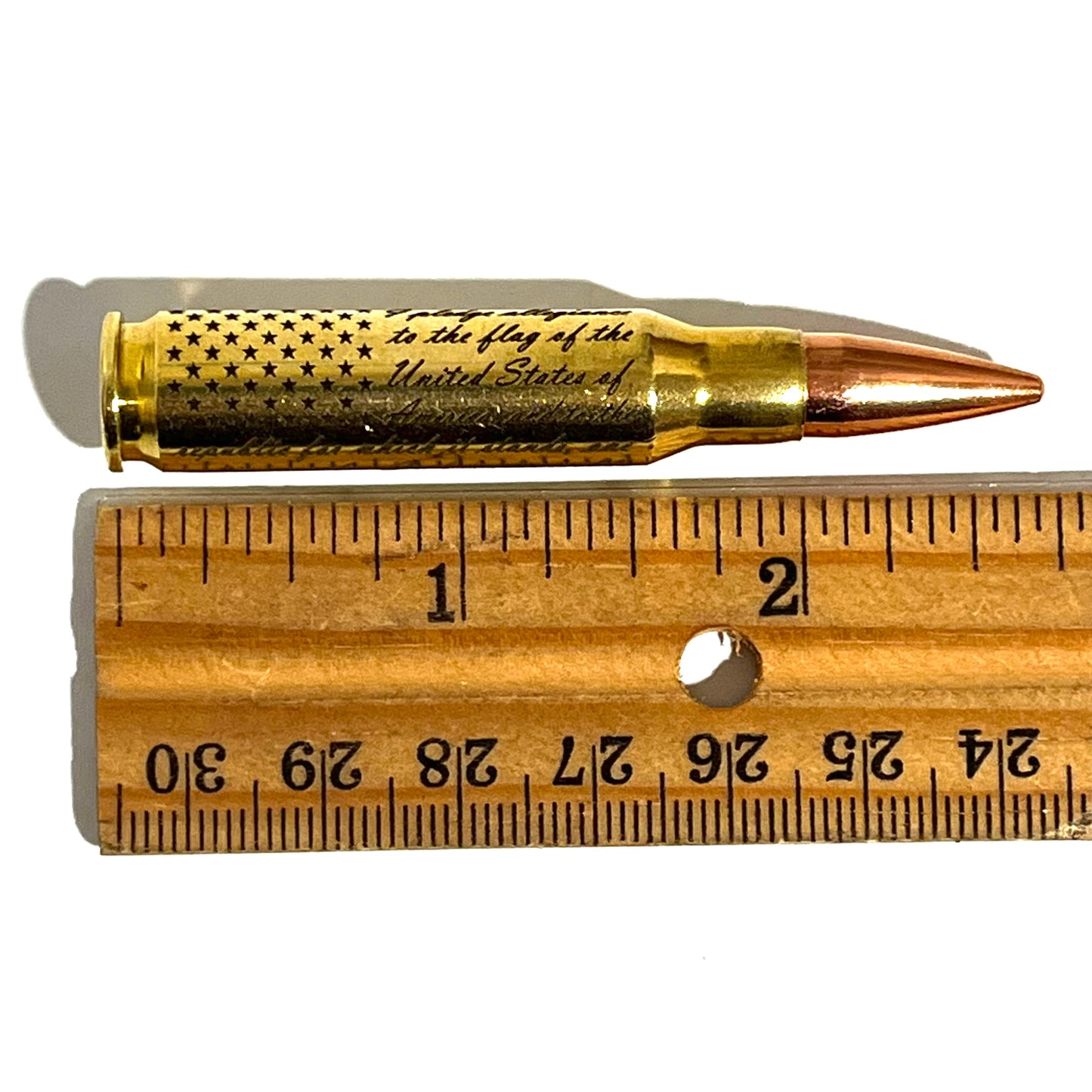 Pledge Of Allegiance Flag 308 WIN Engraved Brass With Bullet 5 Pcs