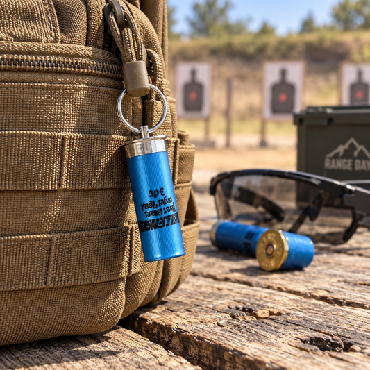Challenger Electric Blue 12 Gauge Shotgun Shell Keychain — Bold Color