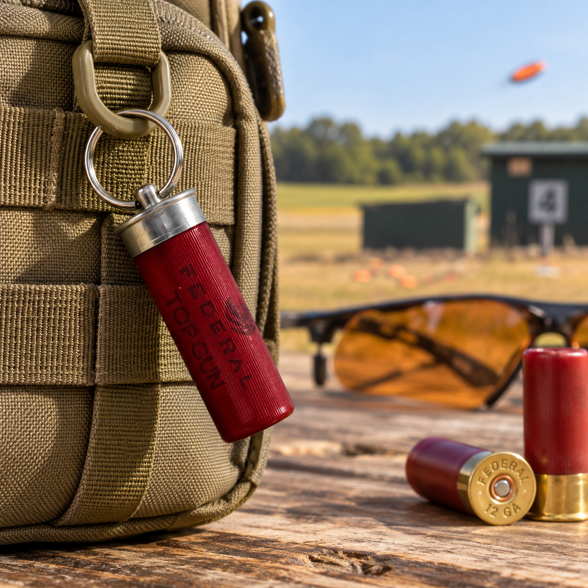 Federal Dark Red 12 Gauge Shotgun Shell Keychain — Classic Color
