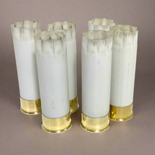 Load image into Gallery viewer, White Blank Empty Shotgun Shells 12 Gauge No Markings On Hulls Used Casings DIY Boutonniere Wedding Crafts | 12 Pcs | FREE SHIPPING
