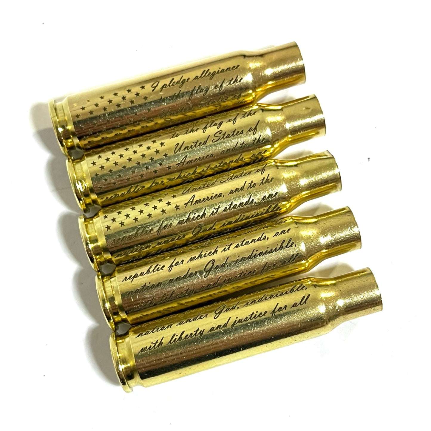 Pledge Of Allegiance Flag 308 WIN Engraved Brass 5 Pcs