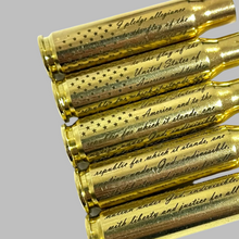 Load image into Gallery viewer, Pledge Of Allegiance Flag 308 WIN Engraved Brass With Bullet 5 Pcs
