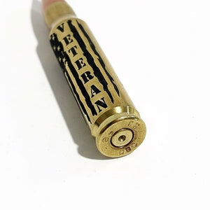 Veteran flag engraved bullet casing