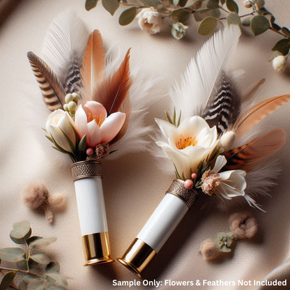 White Blank Empty Shotgun Shells 12 Gauge No Markings On Hulls Used Shotshells DIY Boutonniere Wedding Crafts | 12 Pcs