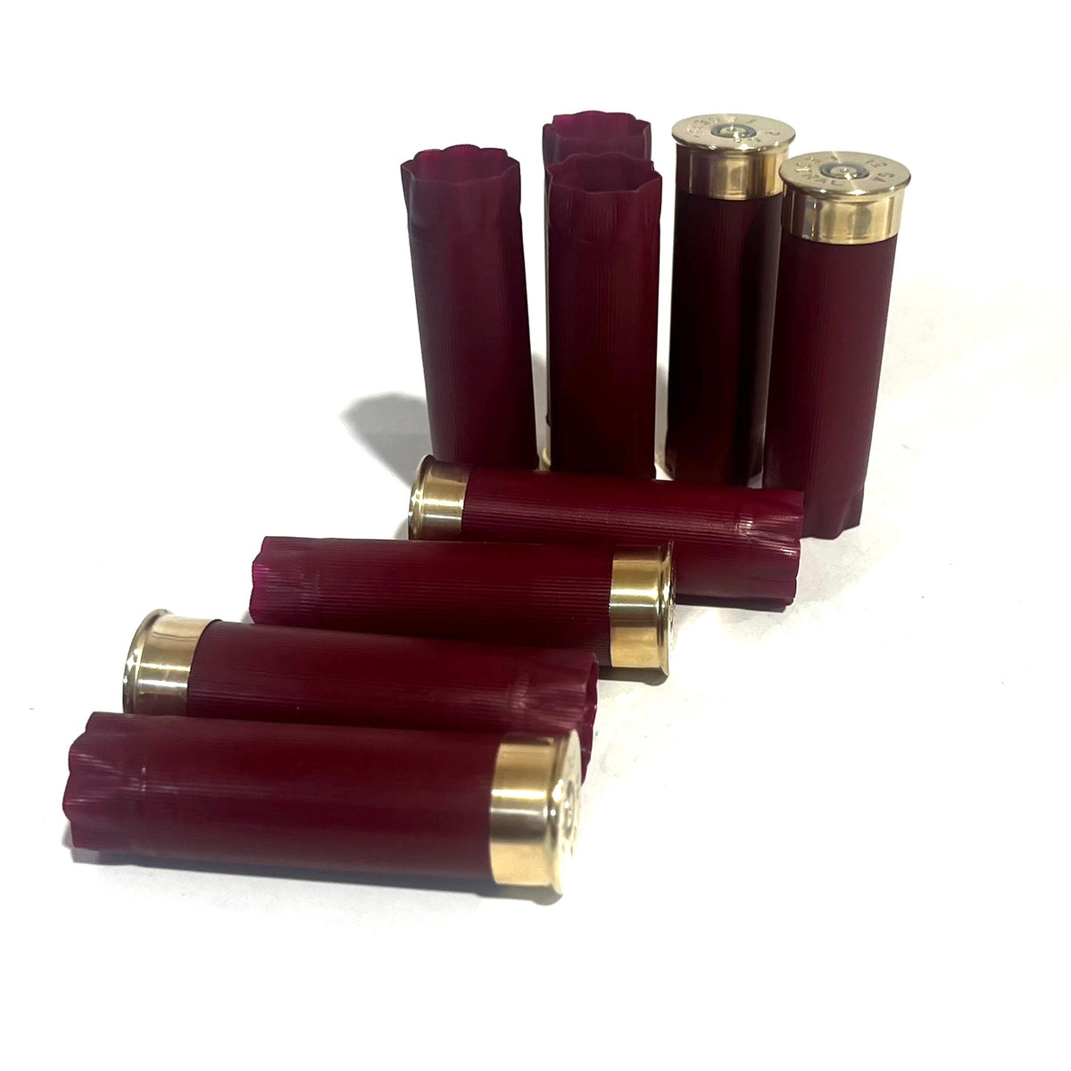 Dark Red Shotgun Shells | 12 Gauge Blank Hulls, Gold Bottom | Qty 10